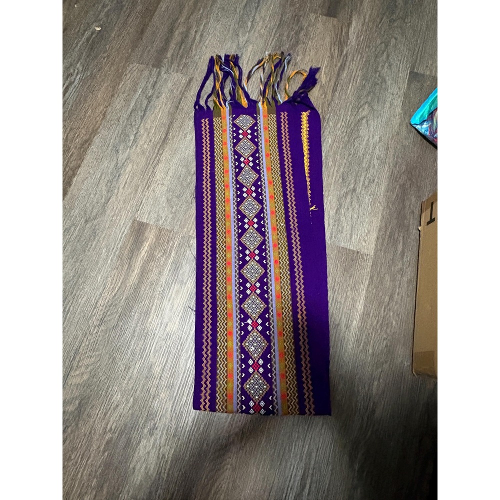 Turkmen Ladies 3 Piece Purple Pants set Scarf Geo Print sz L NEW - Picture 5 of 5